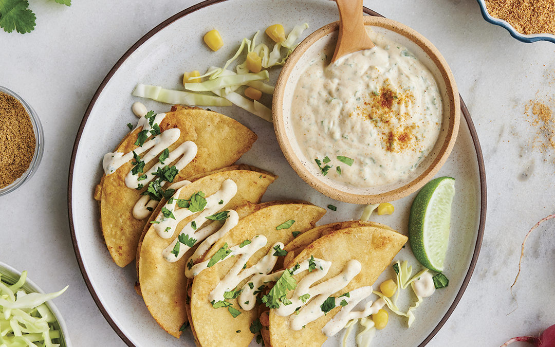 Potato and Corn Tacos with Baja Crema