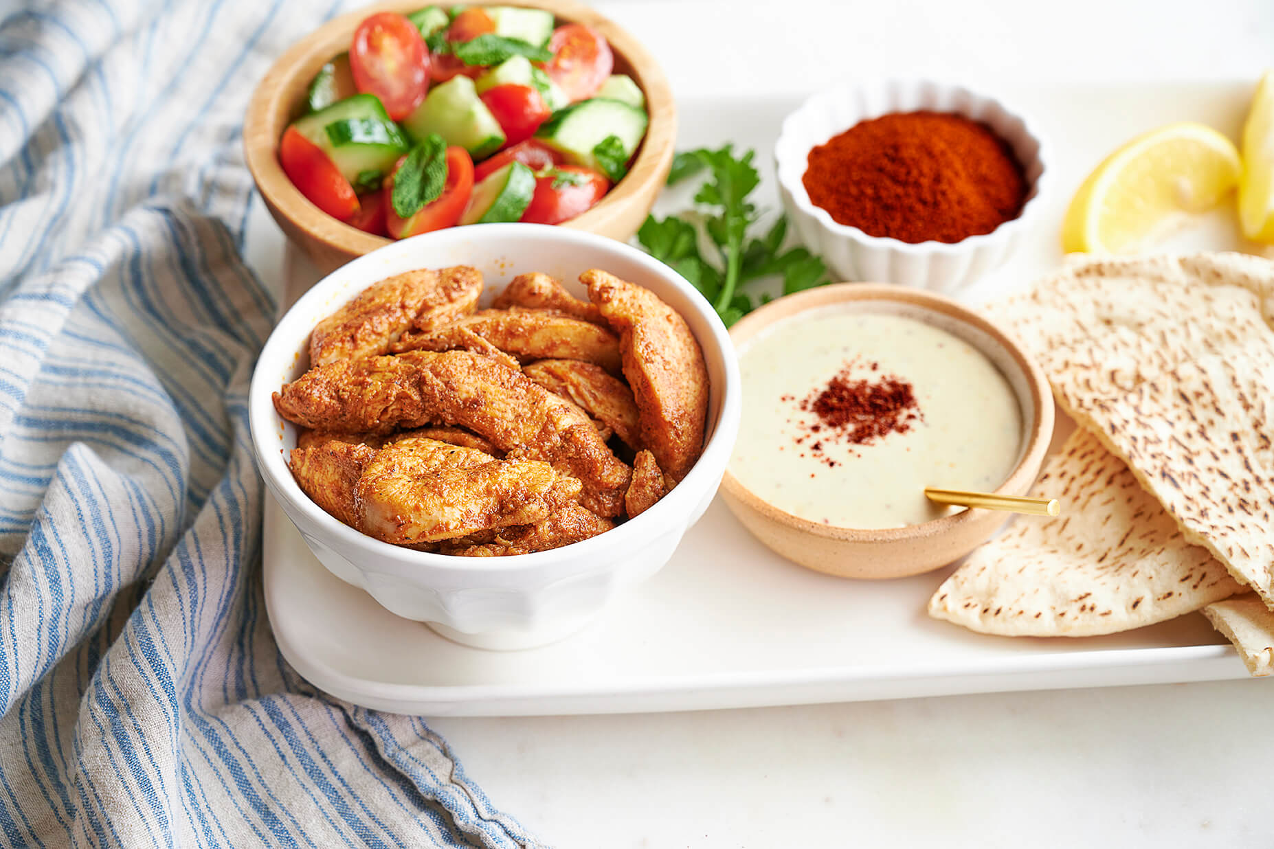 baharat chicken with tahini sauce