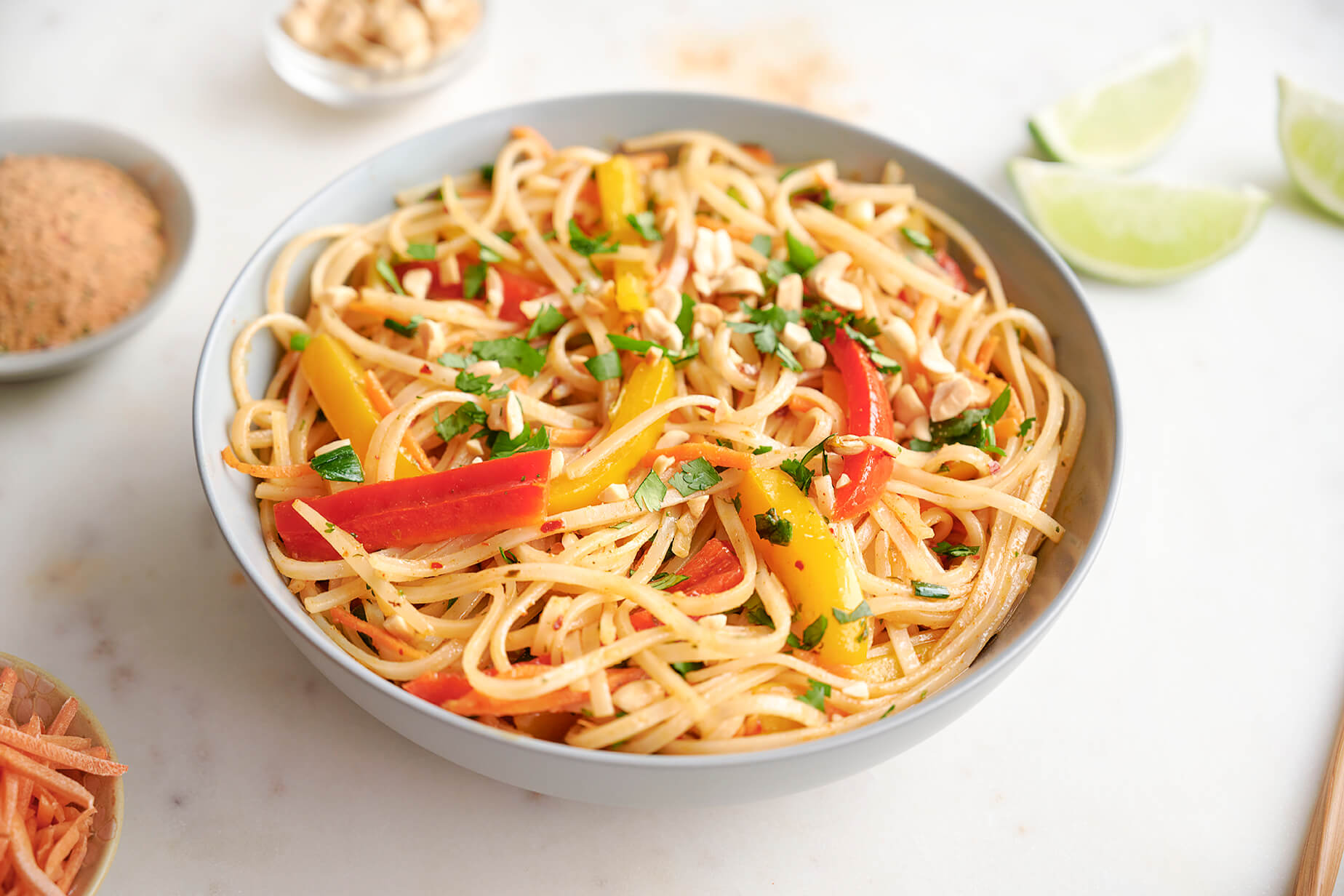 big bowl of vegetarian pad thai