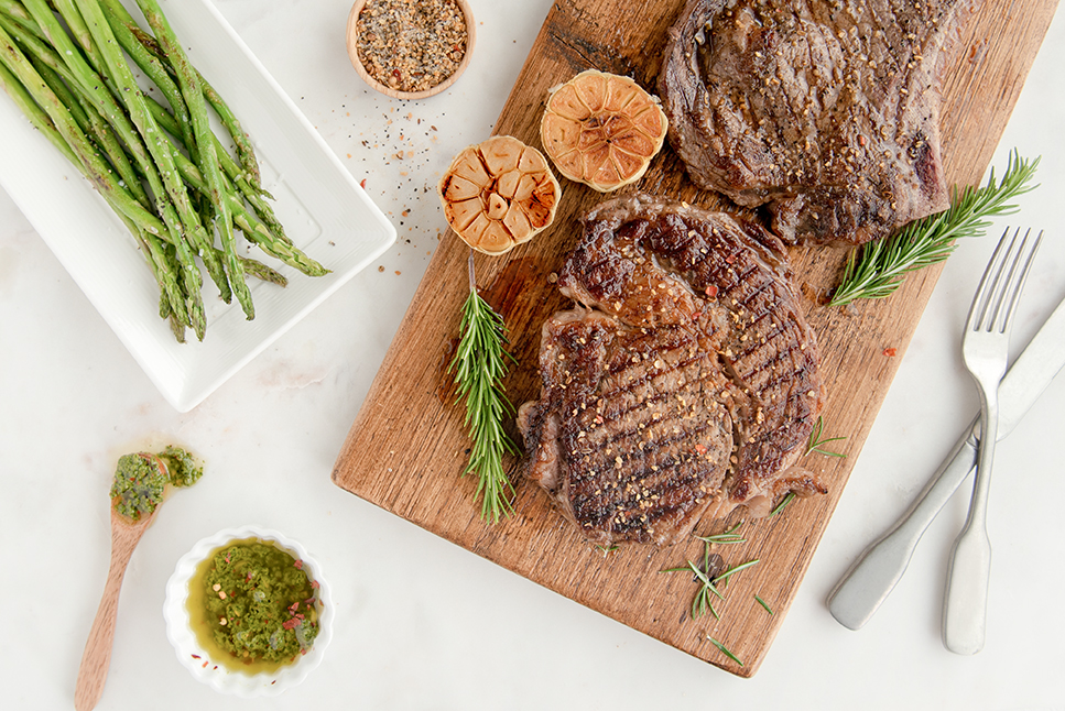 seasoned grilled steaks