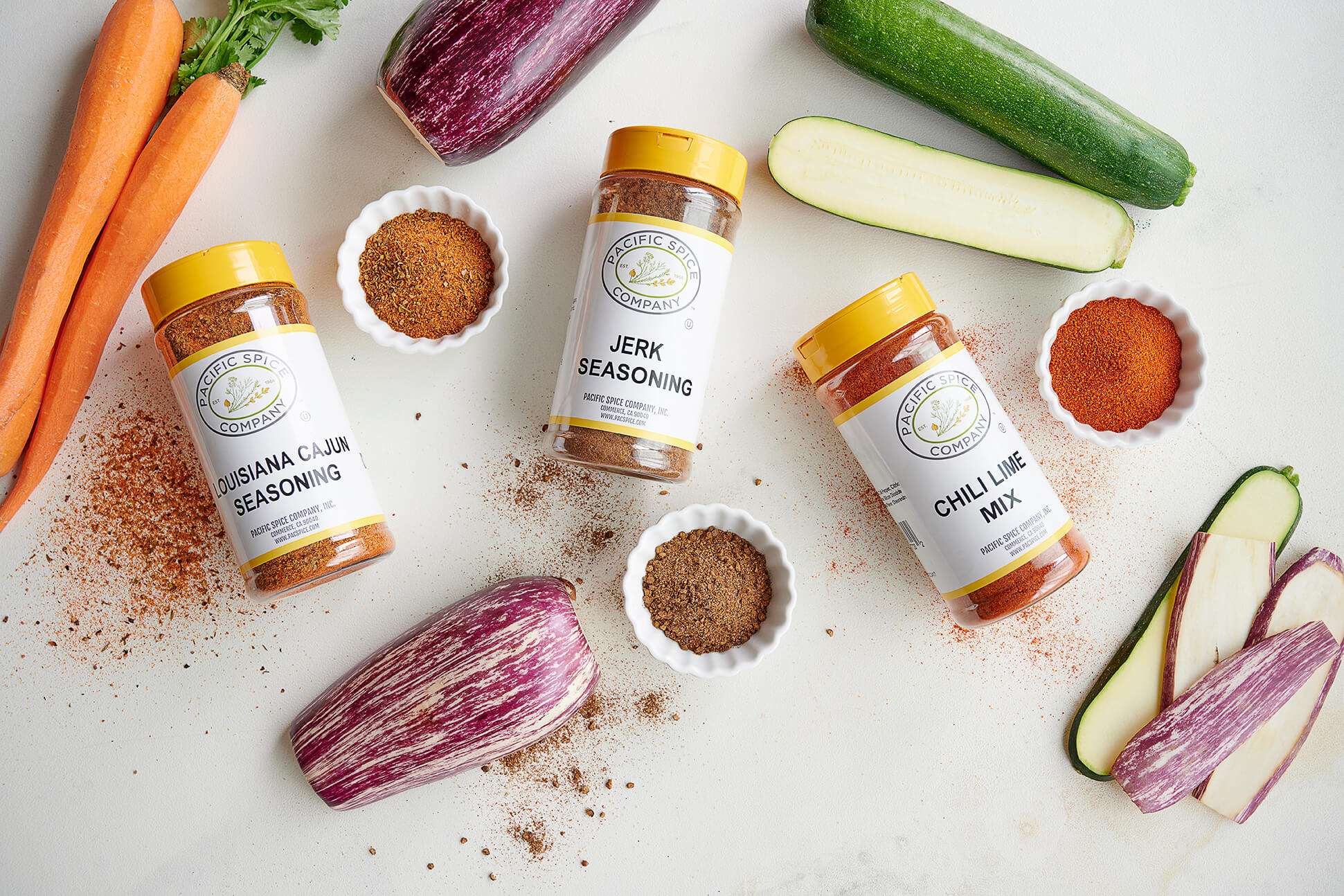 spices in jars with vegetables