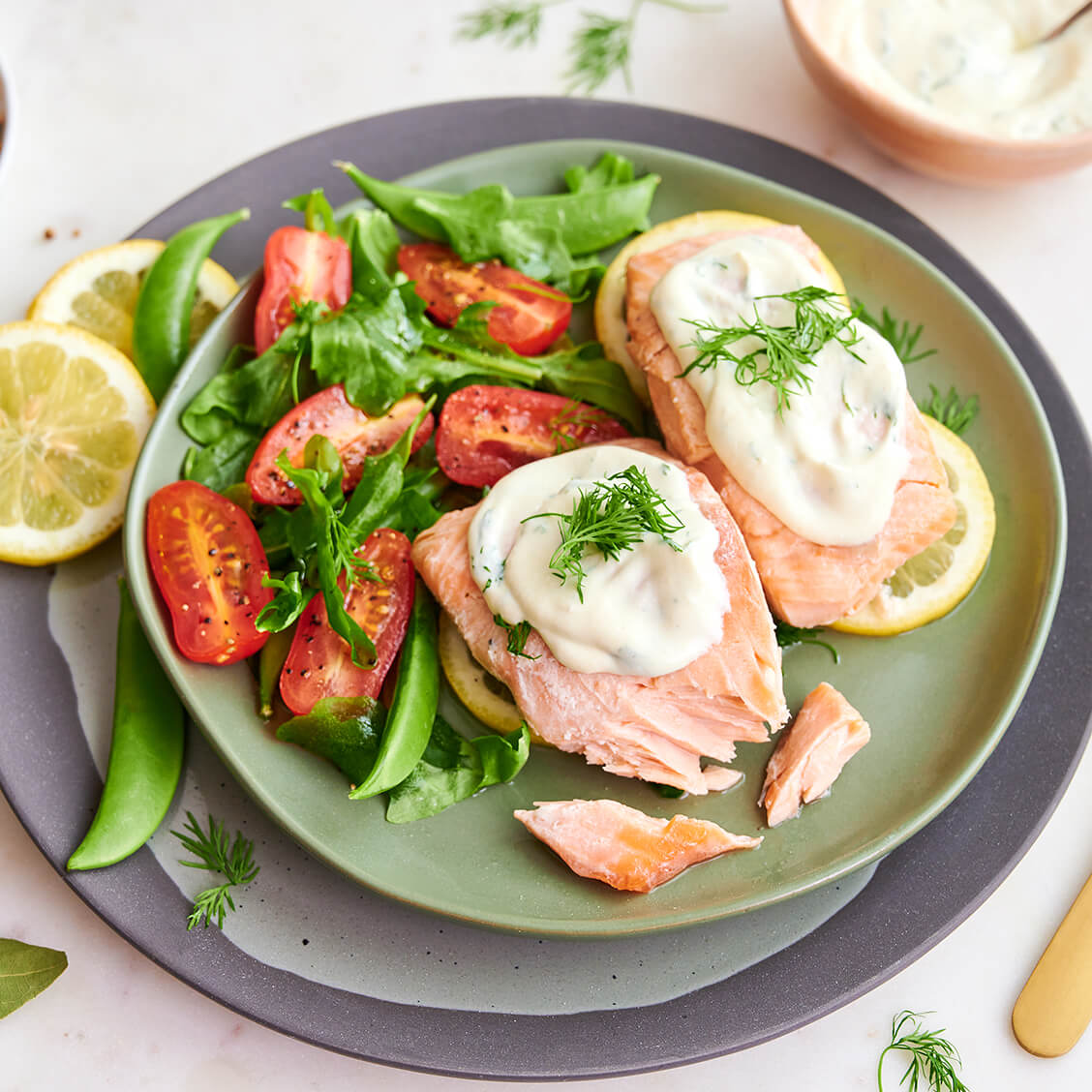 salmon plate with herbs and spices
