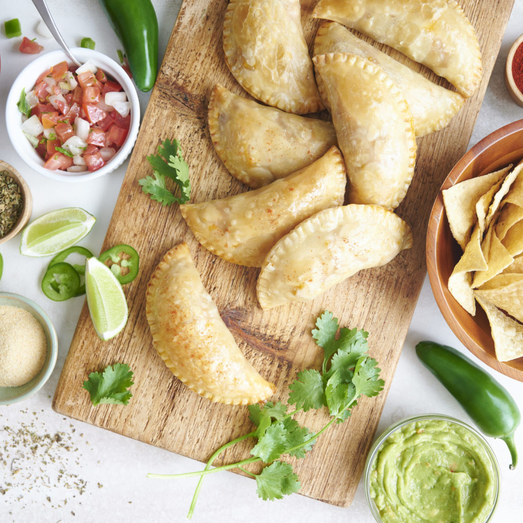 overhead image of homemade beef empanadas